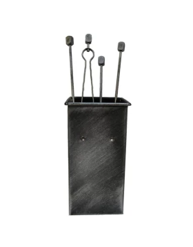 Κουβάς με 4 Εργαλεία Τζακιού Τρουκς σειρά 20-069 Ασημί Πατίνα (18x33cm)