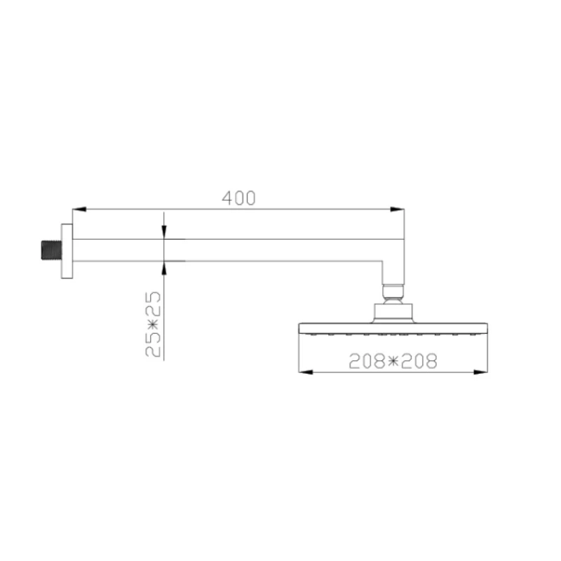 Κεφαλή 20.8cm με Βραχίονα Τοίχου 40cm Karag Delos G38E Μαύρο Ματ