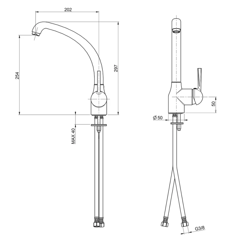 Μπαταρία Κουζίνας Sanitec Jolla σε χρώμα 31.Ocra (Ύψος 29.7cm)