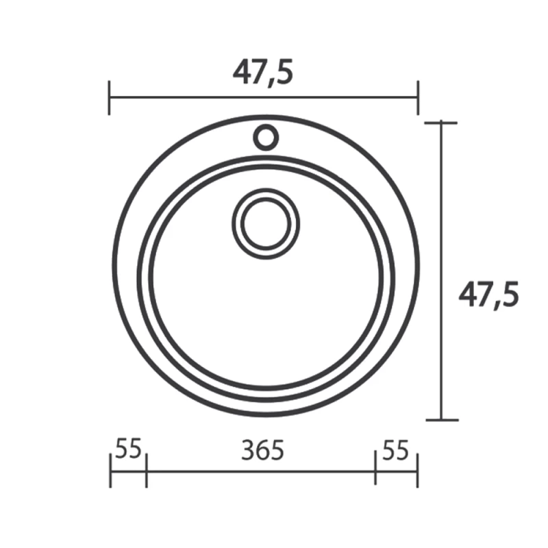 Νεροχύτες Γρανίτη Συνθετικοί Sanitec 316 σε χρώμα 22. Metallic Space (Φ.48)