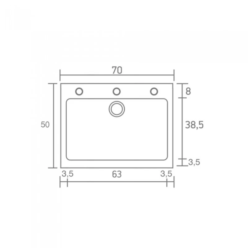 Νεροχύτες Γρανίτη Συνθετικοί Sanitec 338 σε χρώμα 14. Metallic Ice (70x50cm)