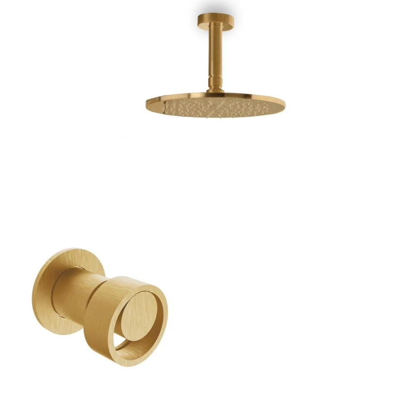 Σετ Εντοιχισμού Ντουζ Οροφής με Μίκτη 1 Εξόδου Armando Vicario Halo Gold Brushed (Image 1)