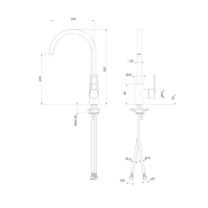 Μπαταρία Κουζίνας Sanitec Quattro σε χρώμα 32.Sabbia (Ύψος 35.5cm)