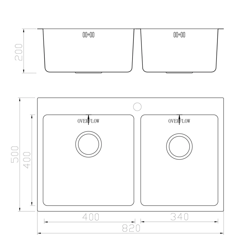 Νεροχύτης Ανοξείδωτος Geman 33150086 Square (81x50) Inox