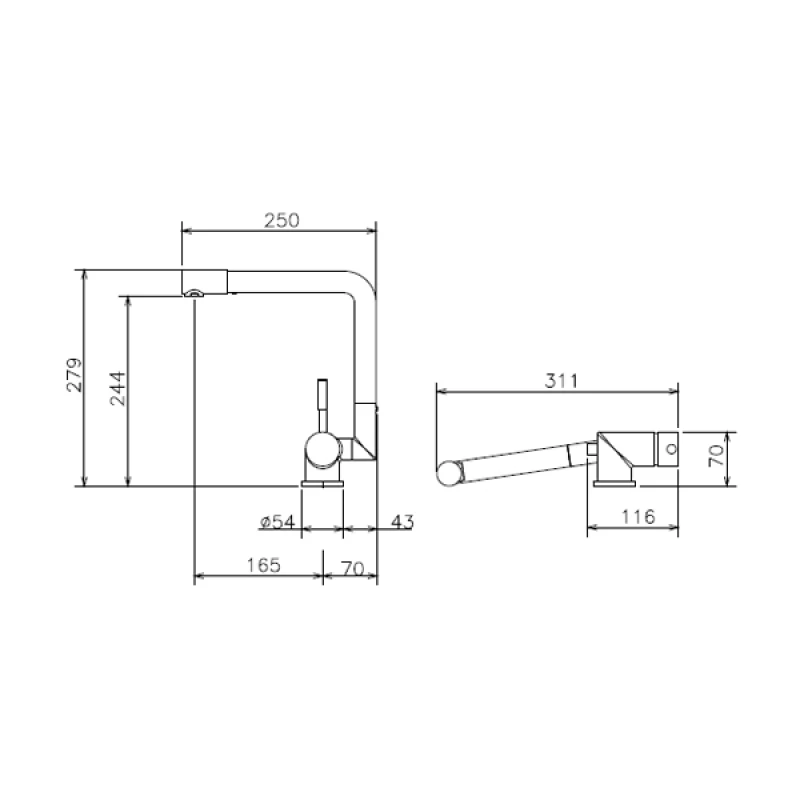 Μπαταρία κουζίνας Σπαστή La Torre Tech 12115-110 Inox Ματ (Ύψος 27.8cm)