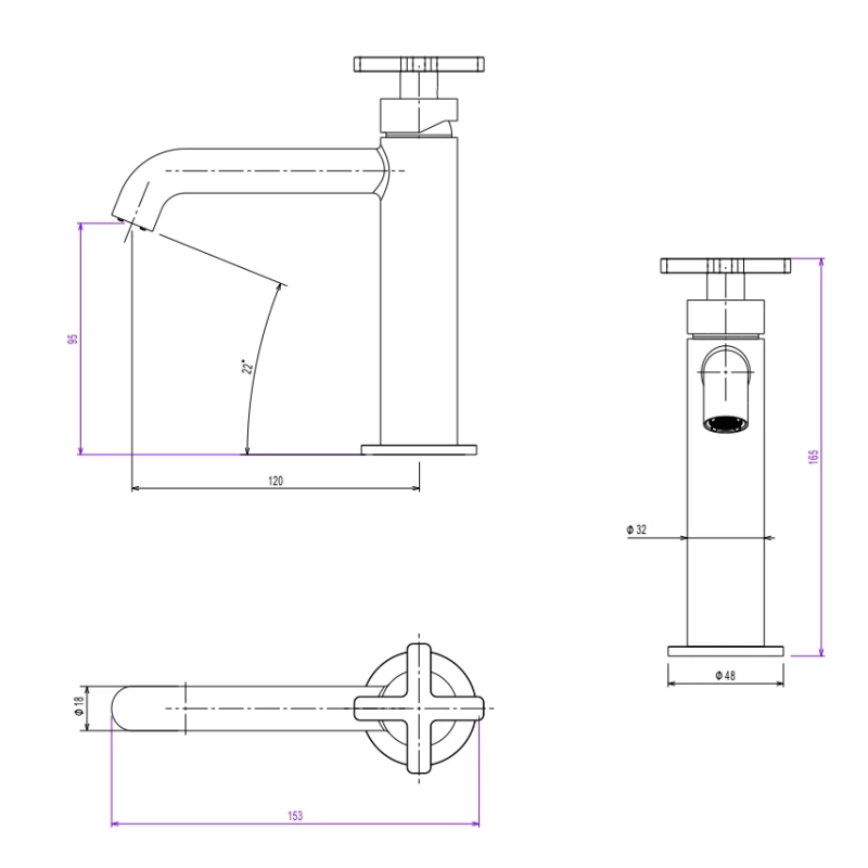 Μπαταρία Νιπτήρος La Torre Elle Cross 38004-110 Inox Brushed (Ύψος 16.5cm)