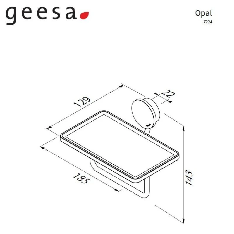 Χαρτοθήκη με Εταζέρα Geesa Opal 7224-400 Μαύρο Ματ (Image 2)