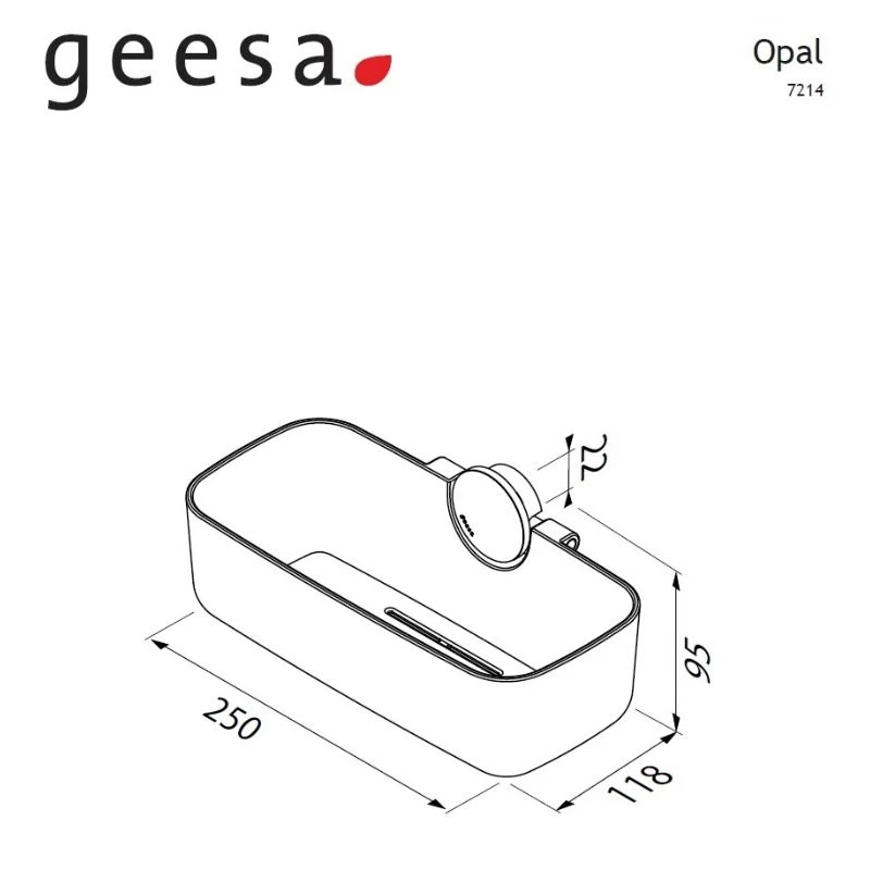Σπογγοθήκη Geesa Opal 7214-100 Χρώμιο με Μαύρο Ματ (25x11.8x9.5cm)