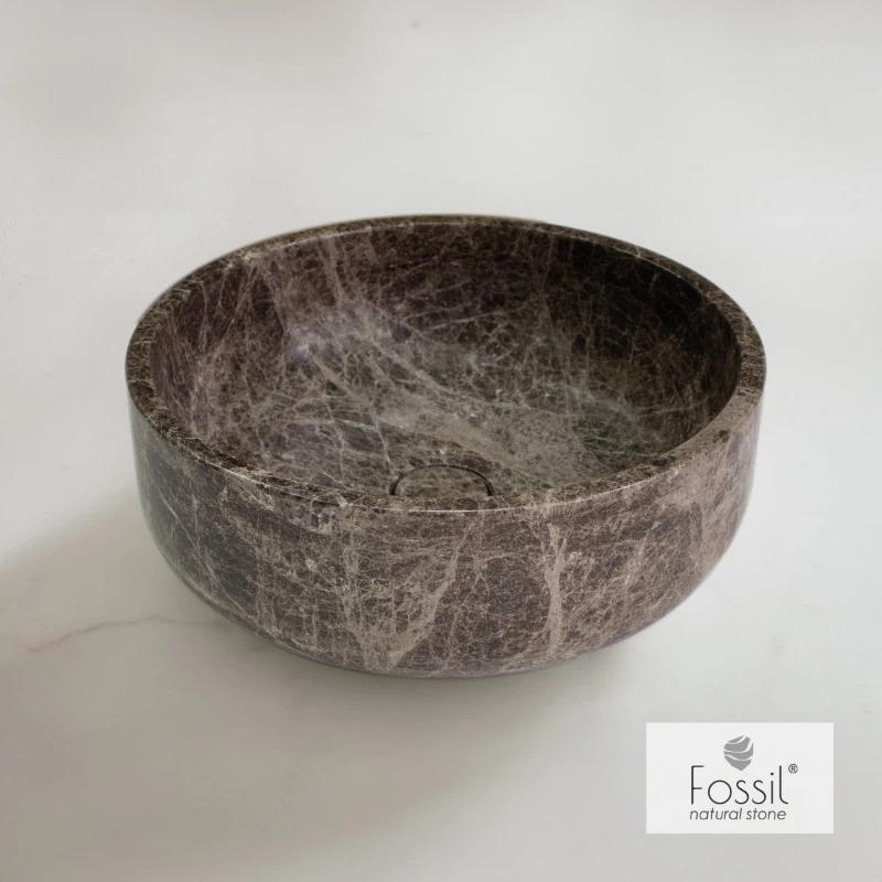 Νιπτήρας Μαρμάρινος Fossil Thalo Marble DR39-523 Emperador Dark (Φ.39cm)