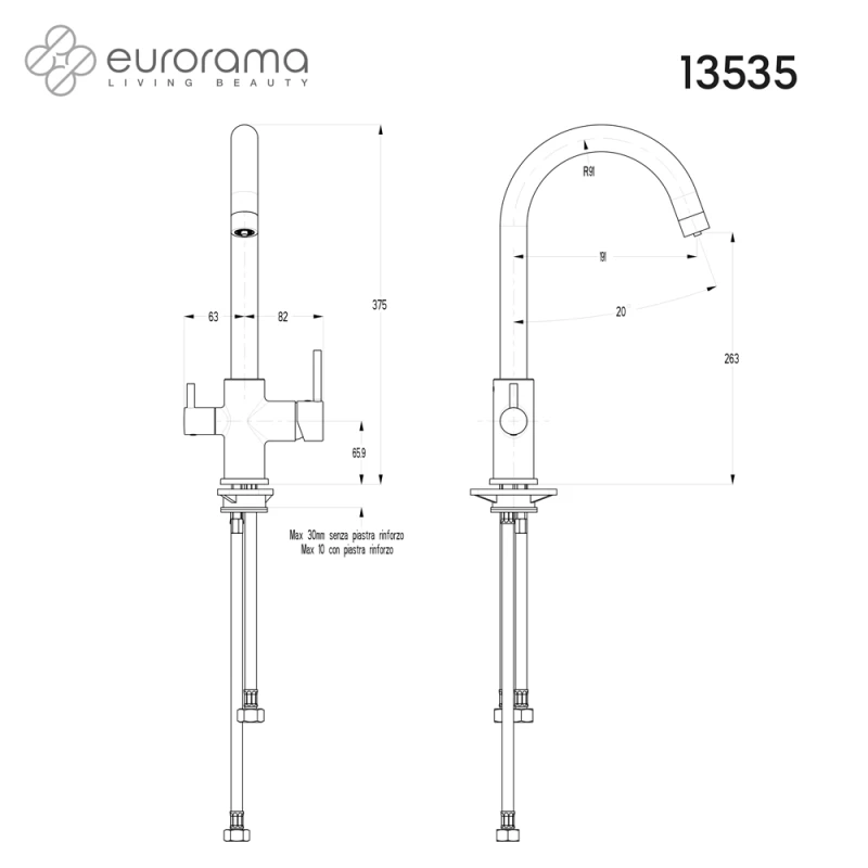 Μπαταρία κουζίνας Eurorama Filter Tap 13535-100 Χρώμιο (Για Σύνδεση με Ντεπόζιτο)