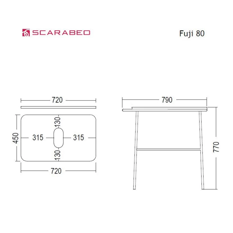 Βάση για Νιπτήρα Scarabeo Fuji 80 Rovere 6018-8949 Μαύρο Ματ (79x45x77cm) (Image 2)
