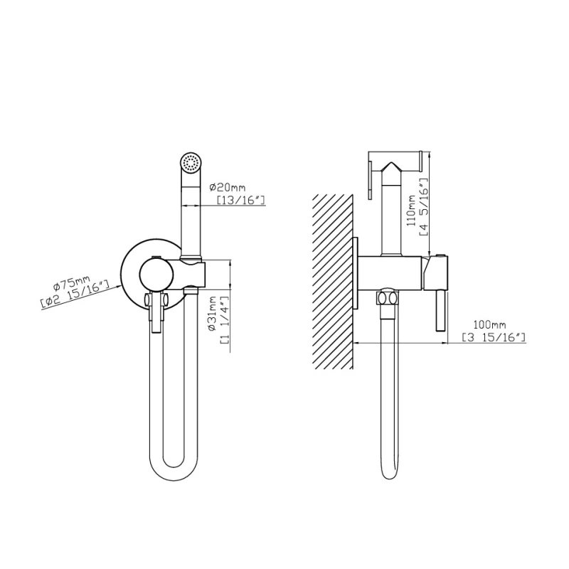 Σετ Μπιντέ με Ντουζάκι Karag Artemis σειρά SO746 21451 Gun Metal (Ζεστό & Κρύο)