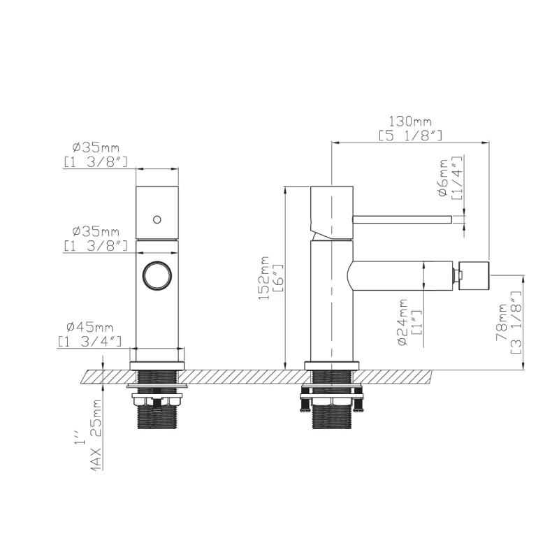 Μπαταρίες Μπιντέ Karag Artemis B703C05-N Μαύρο Ματ (Ύψος 15.2cm)