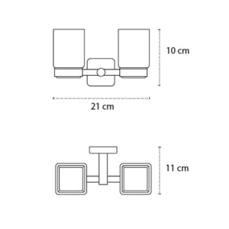 Ποτηροθήκη Διπλή Karag Quattro Bianco Opaco 485566 Λευκό Ματ (Αυτοκόλλητο ή Βιδωτό)