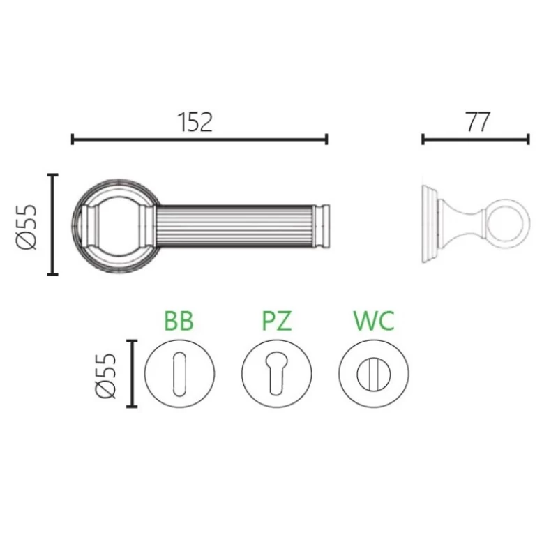 Πόμολα Πόρτας ILAVIO χειρολαβές με ροζέτα 2611 Μπρονζέ  (Image 2)