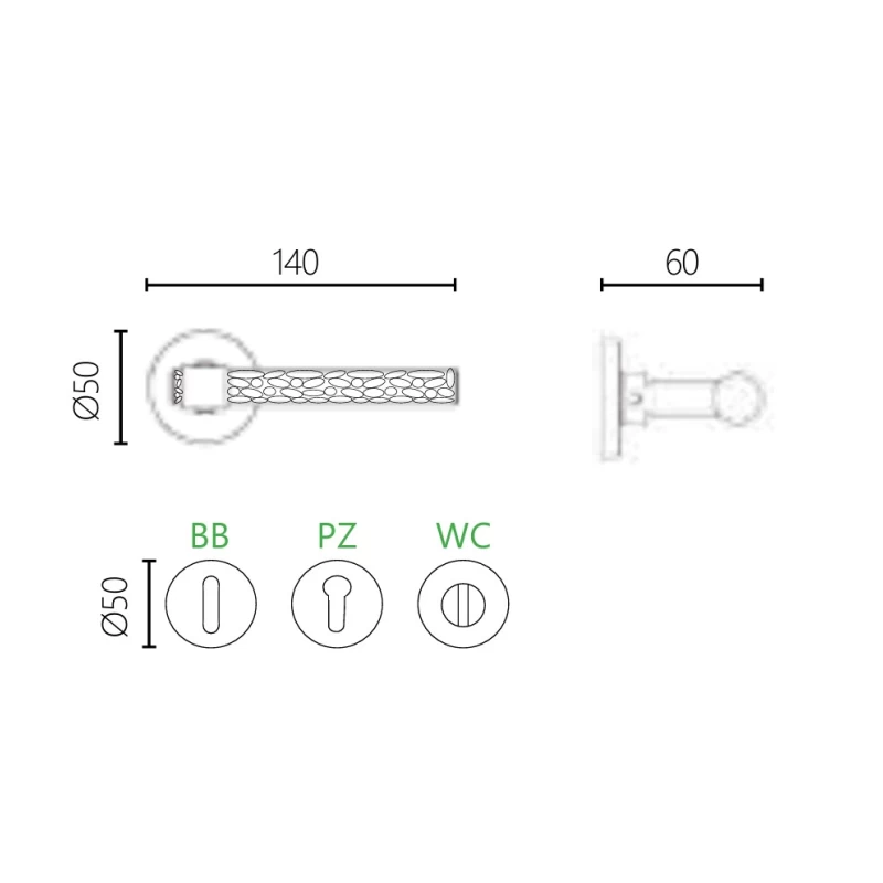 Πόμολα Πόρτας ILAVIO χειρολαβές με ροζέτα 2761 Μπρονζέ (Image 2)