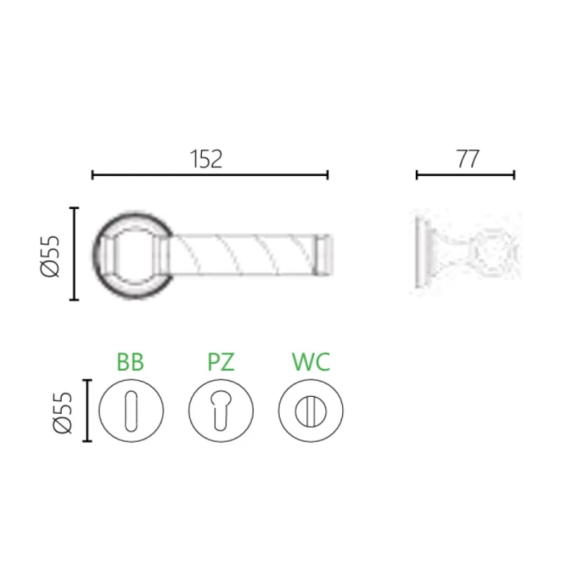 Πόμολα Πόρτας ILAVIO χειρολαβές με ροζέτα 2801 Μπρονζέ/Χρυσό (Image 2)