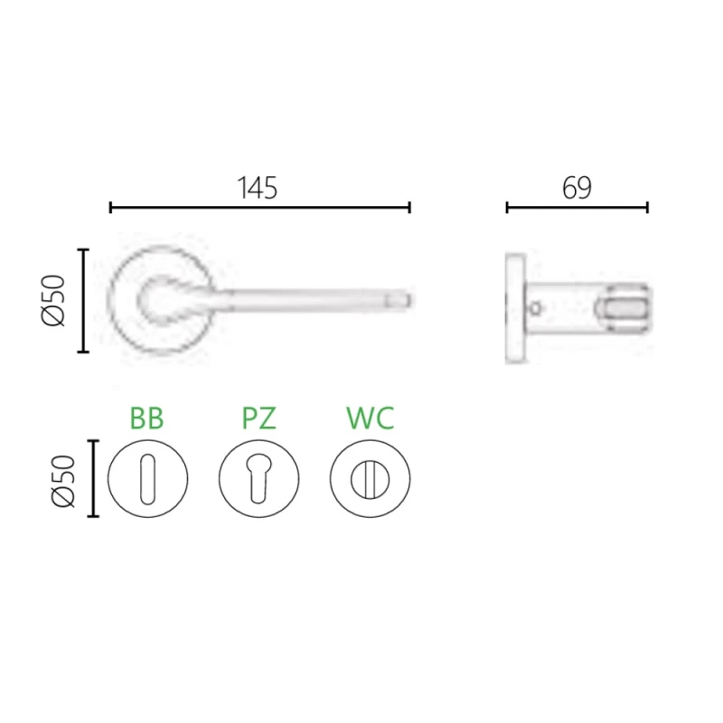 Πόμολα Πόρτας ILAVIO Χειρολαβές με ροζέτα 2631 Dark Bronze (Image 2)