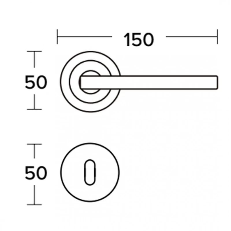 Πόμολα Πόρτας (Ζεύγος) χειρολαβές με ροζέτα c2345-S05 Ματ Νίκελ (Image 2)