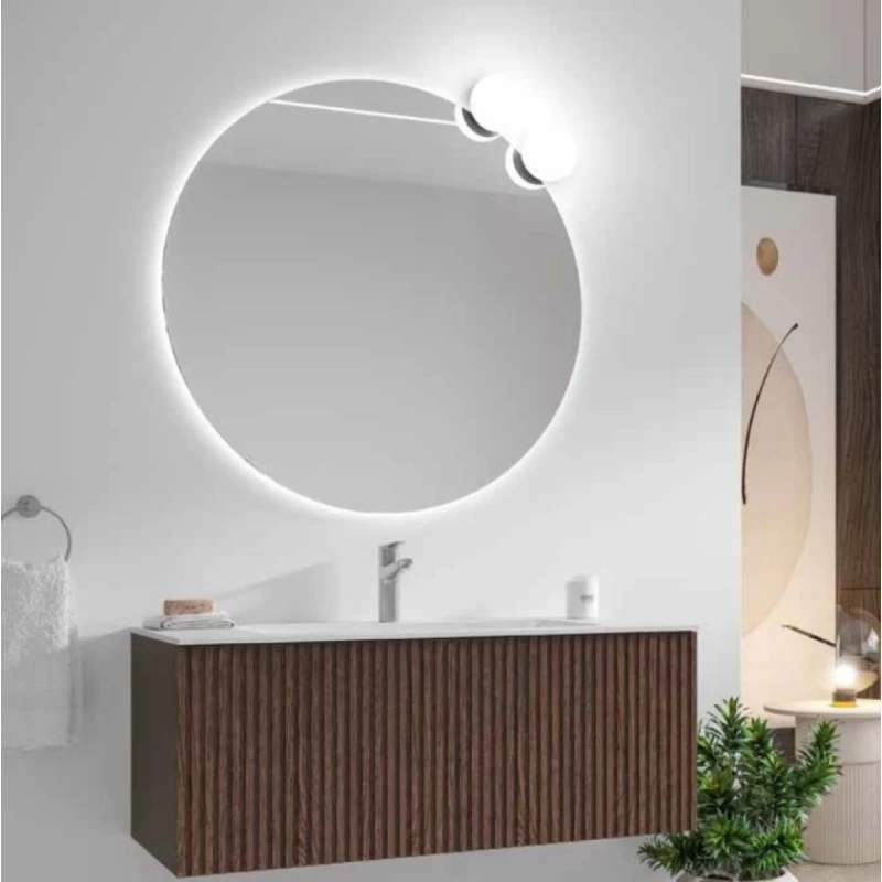 Έπιπλο Κόντρα Πλακέ με 1 Συρτάρι Push & Νιπτήρα Corian Rich Oak (100.5x46.5cm) (Image 1)