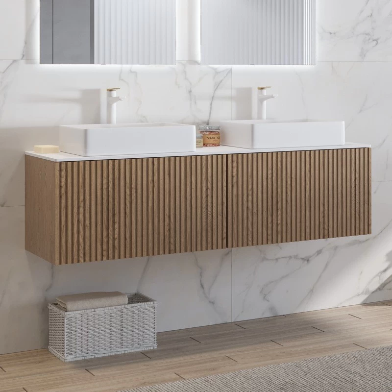 Έπιπλο Κόντρα Πλακέ με 1 Συρτάρι Push & Top Επιφάνεια Natural Oak (160x45.5cm) (Image 1)