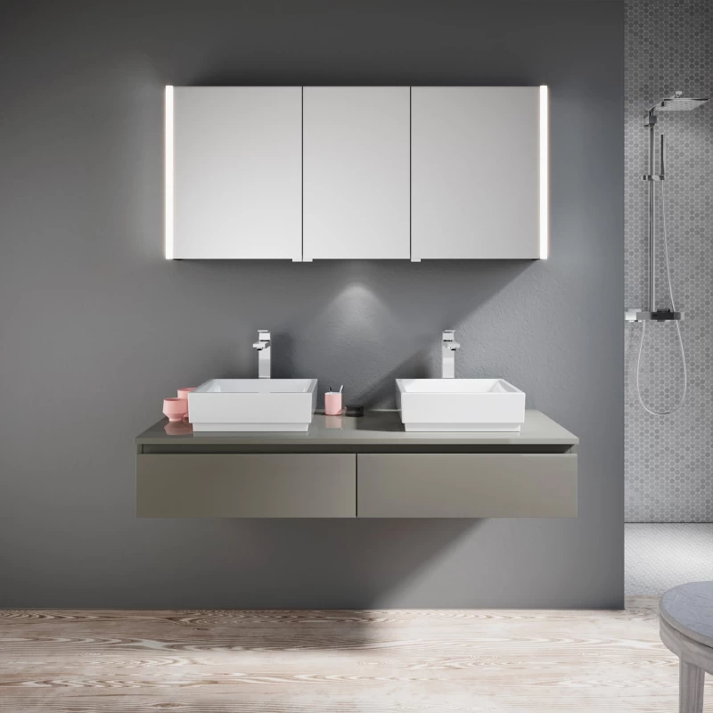 Έπιπλο με 2 Συρτάρια Premium Line Wood Grey Glossy (155x45cm) (Image 1)