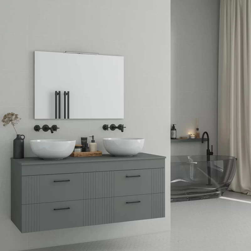 Βάση Επίπλου με 4 Συρτάρια & Top Επιφάνεια Fluted 120 Ανθρακί (120x46cm) (Image 1)