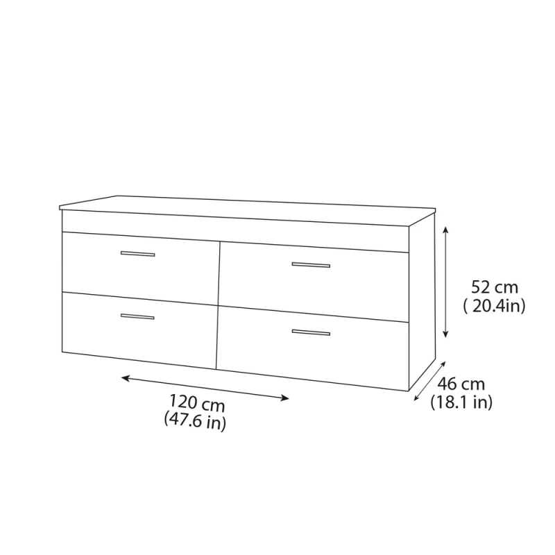 Βάση Επίπλου με 4 Συρτάρια & Top Επιφάνεια Fluted 120 Ανθρακί (120x46cm) (Image 2)