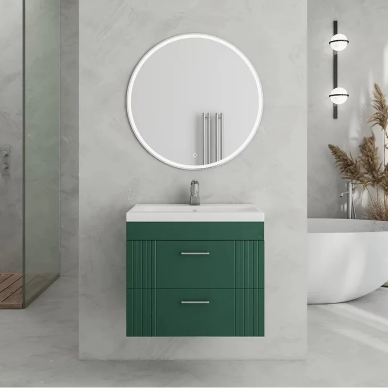 Έπιπλο με Νιπτήρα & 2 Συρτάρια Fluted σειρά Velvet 60 Πράσινο (60x39cm) (Image 1)