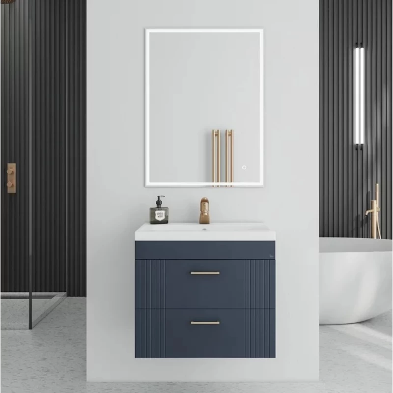 Έπιπλο με Νιπτήρα & 2 Συρτάρια Fluted σειρά Velvet 60 Μπλε (60x39cm) (Image 1)