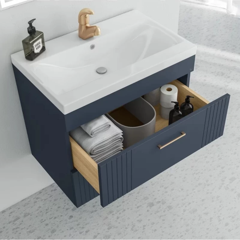 Έπιπλο με Νιπτήρα & 2 Συρτάρια Fluted σειρά Velvet 60 Μπλε (60x39cm) (Image 2)