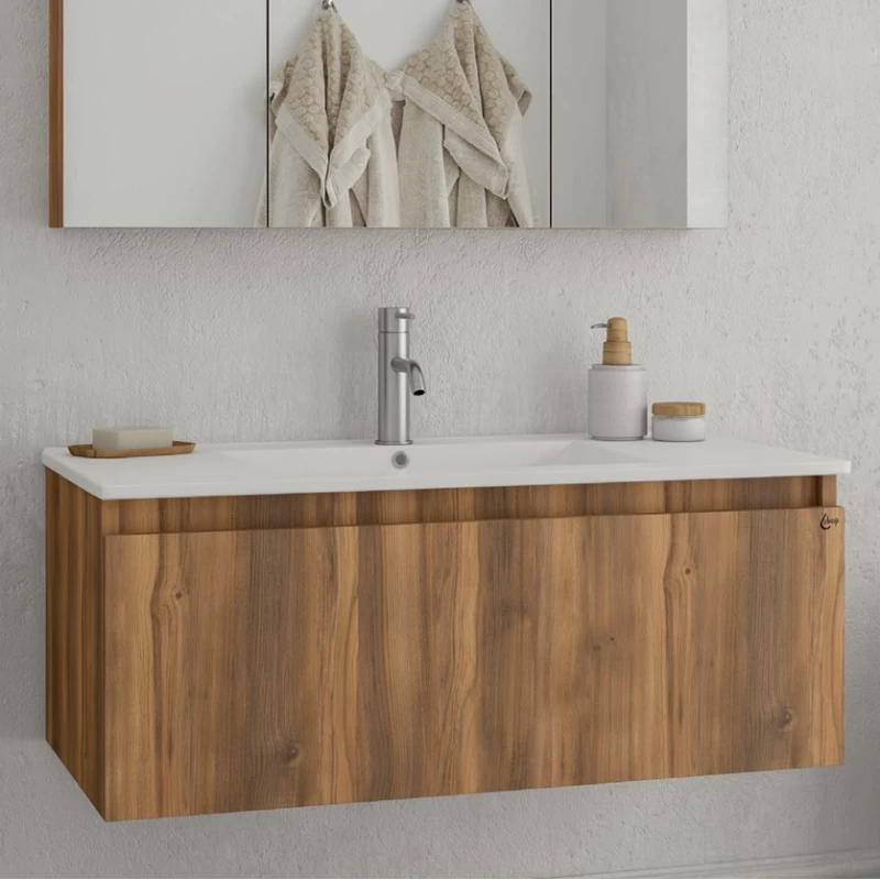 Έπιπλο με Ντουλάπι & Νιπτήρα, Καθρέφτη Drop Liberty 100 Amber Baroque Oak 5FLI010ΒO (100x45cm) (Image 2)