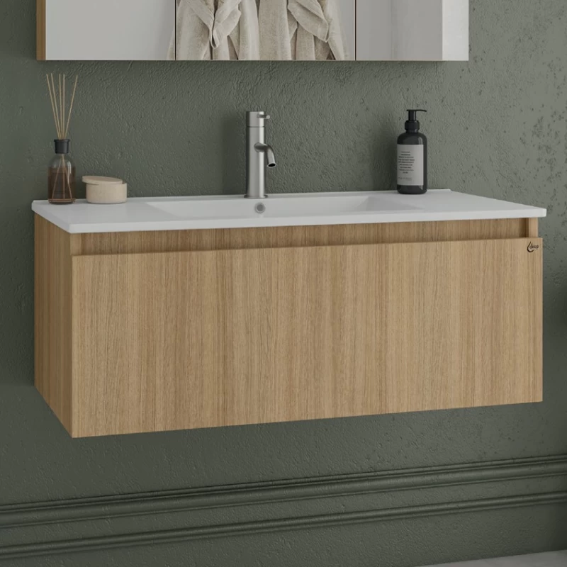 Έπιπλο με Ντουλάπι & Νιπτήρα, Καθρέφτη Drop Liberty 90 Slavonia Oak 5FLI090SO (90x45cm) (Image 2)