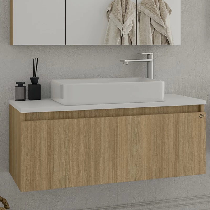 Έπιπλο με Ντουλάπι & Νιπτήρα & Καθρέφτη Drop Liberty 100 Slavonia Oak 5FLIP10SO (100x45cm) (Image 2)