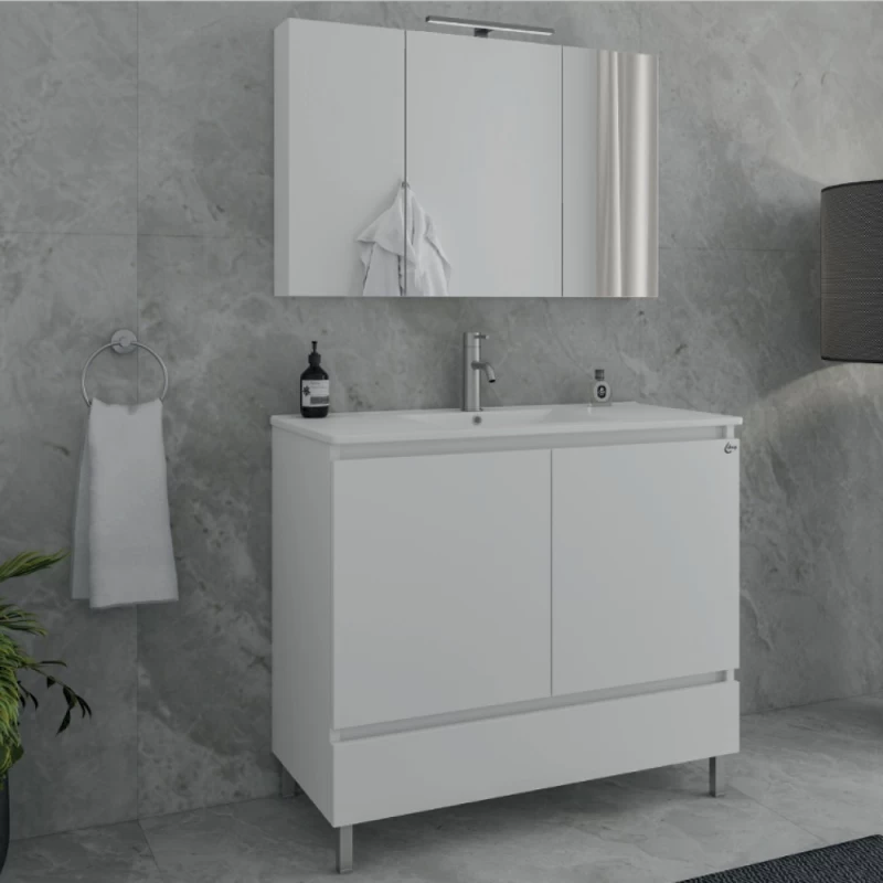 Έπιπλο Δαπέδου με 2 Ντουλάπια & 1 Συρτάρι Drop Delta 100 Λευκό 5FDL010WH (100x45cm) (Image 1)