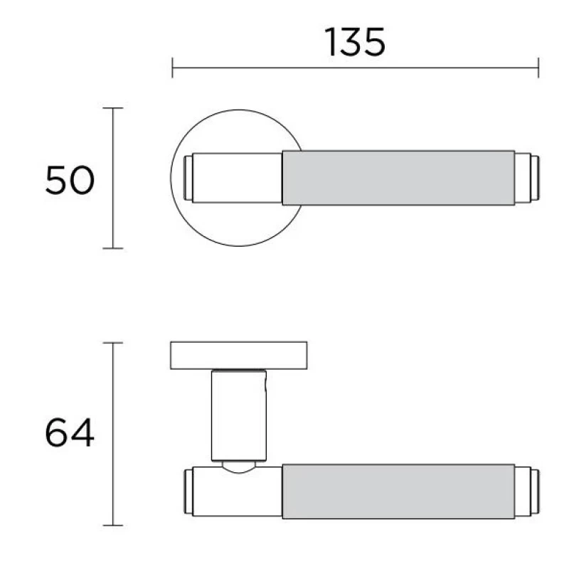 Πόμολα Πόρτας Κανελάζ Convex χειρολαβές με ροζέτα 1745 Ματ Ορείχαλκος (Image 2)