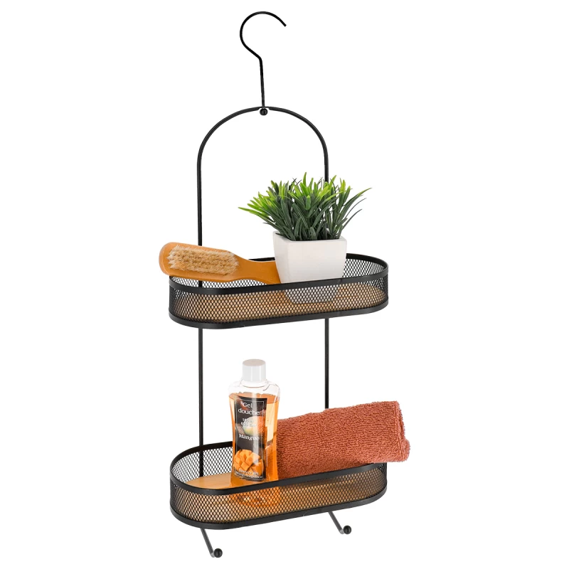 Μεταλλικό ράφι με bamboo σειρά 9152 Μαύρο (11.5x25x63cm) (Image 1)