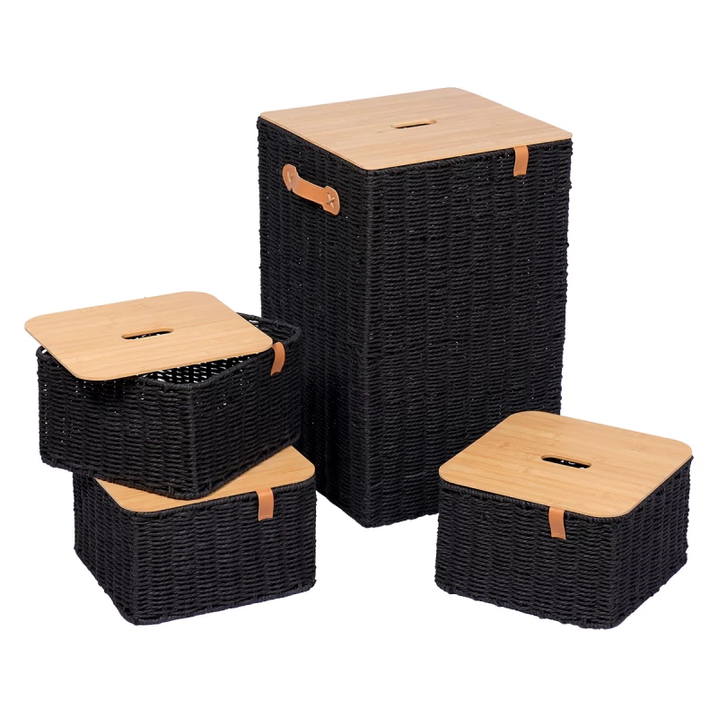 Σετ 4 τεμάχια καλάθια σειρά 8465 Καφέ Μαύρο (33x33x53cm) (Image 1)