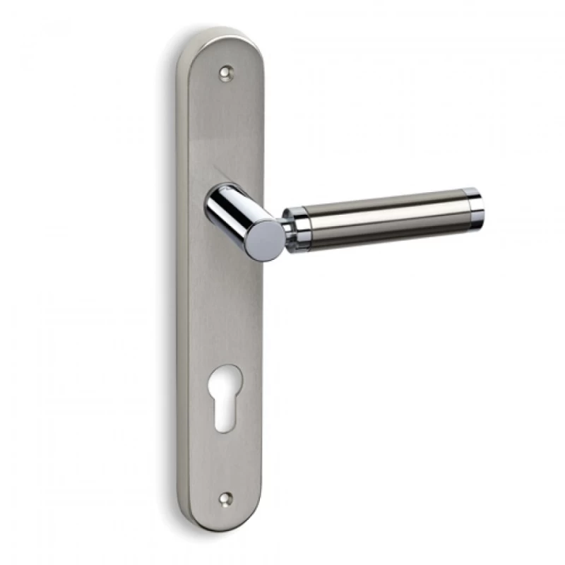 Πόμολα Πόρτας Convex χειρολαβές με πλάκα 135 Νίκελ ματ/Χρώμιο (Image 2)