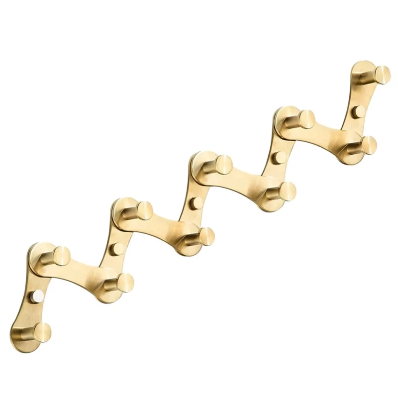 Πτυσσόμενη Κρεμάστρα Τοίχου με 10 Γάντζους σειρά 2032 Χρυσό Ματ (Image 1)