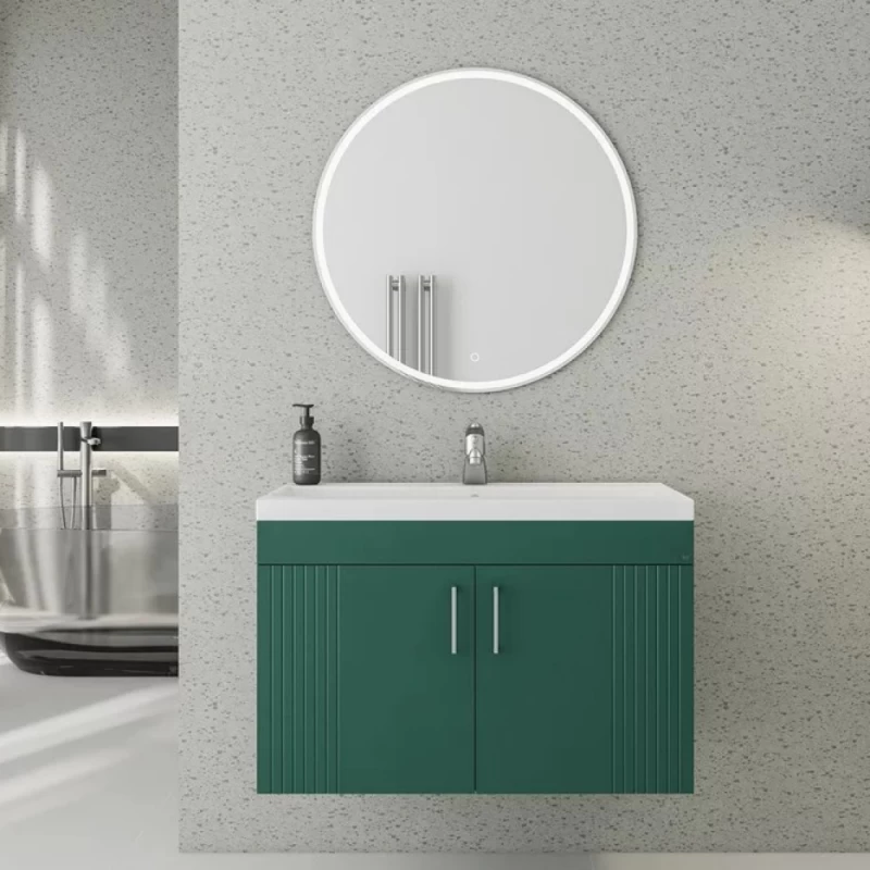 Έπιπλο με Νιπτήρα & 2 Ντουλάπια Fluted σειρά Viva 80 Πράσινο (80x39cm) (Image 1)