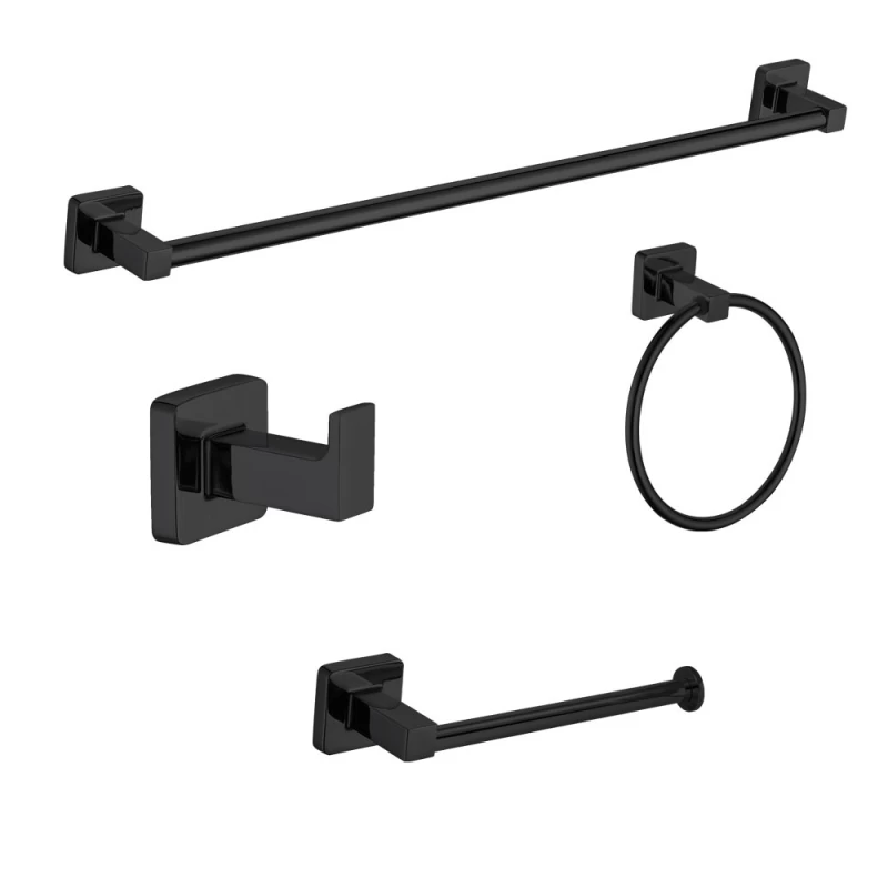 Σετ 4 Αξεσουάρ Μπάνιου Economy σειρά 48600 Μαύρο Ματ (Image 1)