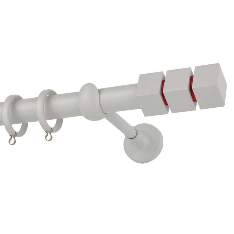 Κουρτινόξυλα Ζωγομετάλ Φ.25 σειρά CP0473 Λευκό Πάγου/Κόκκινο(Μονό ή Διπλό) (Image 1)