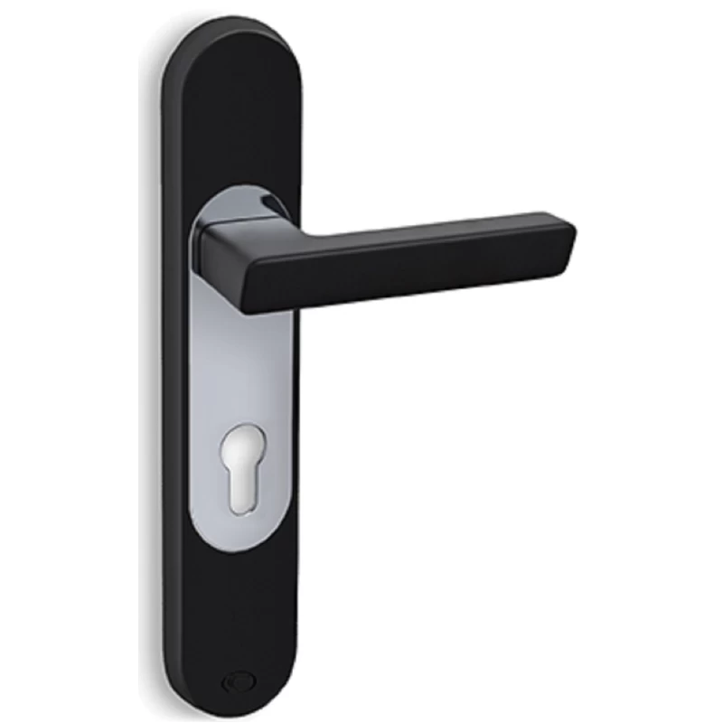 Πόμολα Πόρτας Convex χειρολαβές με πλάκα 2145/2 Μαύρο ματ/Χρώμιο (Image 1)
