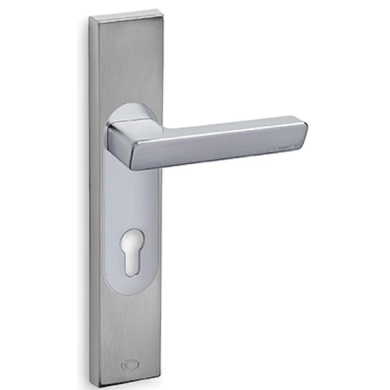 Πόμολα Πόρτας Convex χειρολαβές με πλάκα 2145 Νίκελ ματ/Χρώμιο (Image 1)