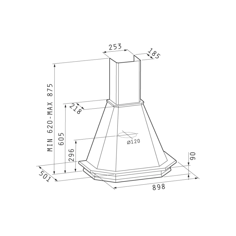 Απορροφητήρας Pyramis Classic Καμινάδα Ρουστίκ 90cm Ξύλο Δρυς -(065018102)