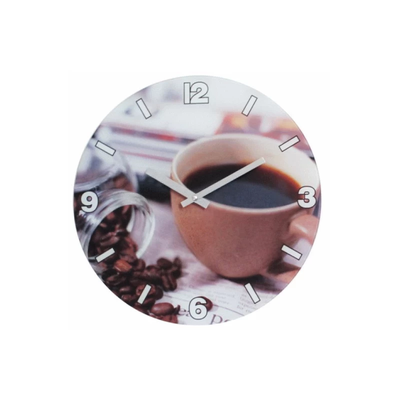 Μεταλλικό Ρολόι τοίχου με αναπαράσταση Καφέ σειρά 5810