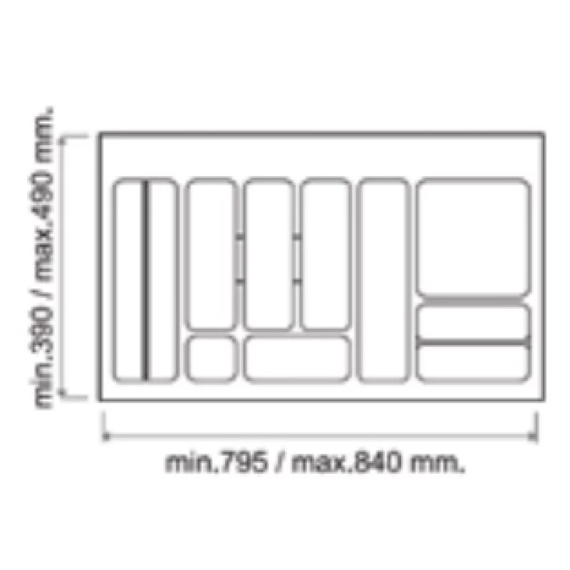 Πλαστική κουταλοθήκη για συρτάρι κουζίνας 90cm σε Γκρι σειρά 780
