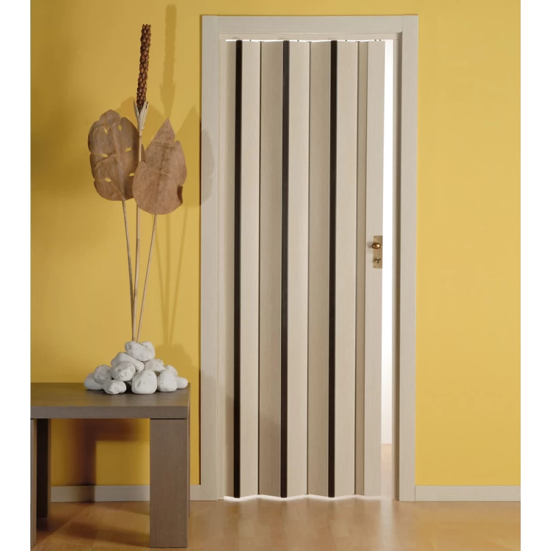 Πτυσσόμενη Πόρτα Φυσαρμόνικα Ακορντεόν σε Διχρωμία Ξύλο Κρεμ με Ξύλο Βένγκε
