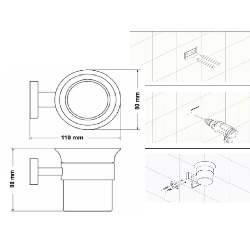 Ποτηροθήκες Μπάνιου Sanco σειρά Enigma M116-26101 Μαύρο Ματ (Image 2)